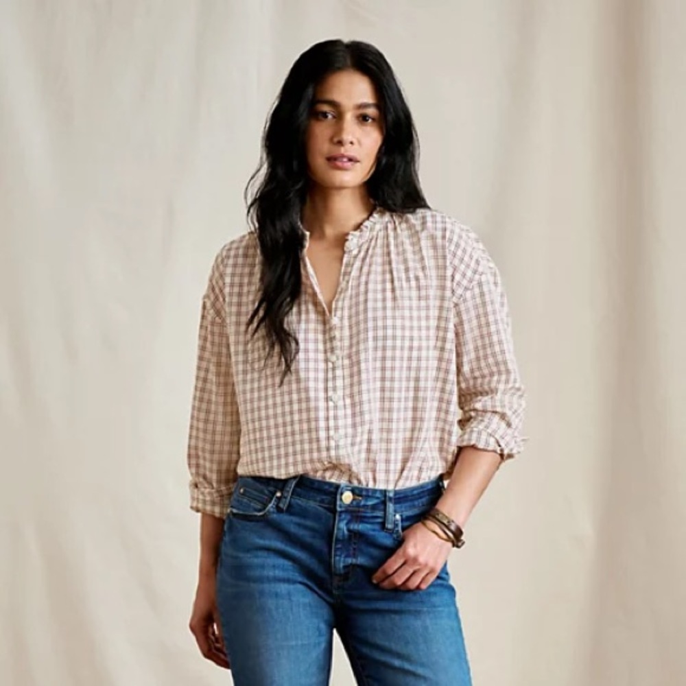 Orvis Beige Checkered Women's Blouse